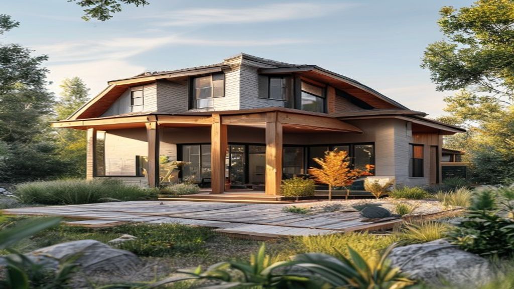 Construction crew assembles a modern house frame, showcasing steps of building a new home.